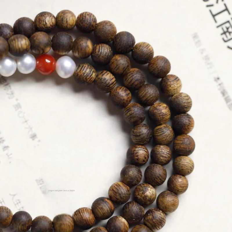 FANGYUANXIAOFU Auspicious Year Of The Snake Green Kyara Precious Wood Bracelets Unisex-2