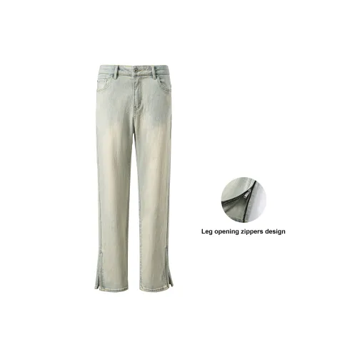 KREATE DENIM серия с процессом стирки Грязно-желтые джинсы унисекс