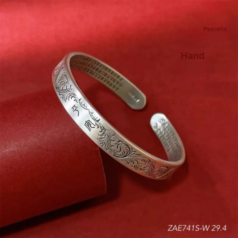 U state Sterling Silver Bangle 999 Fine Silver Unisex-3
