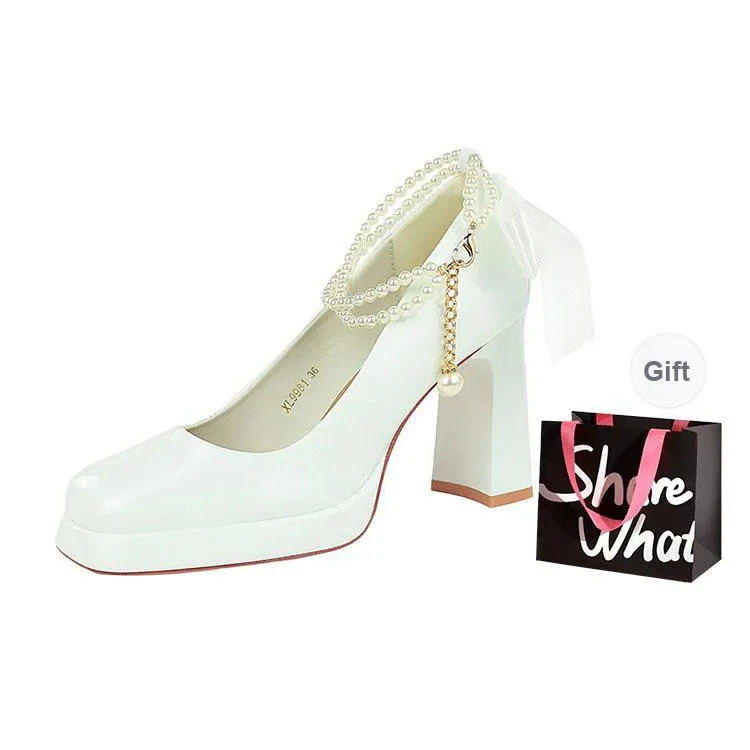 BIGTREE Chunky Heel High Heels Women's-0