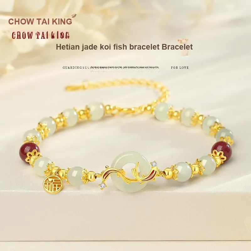 CHOW TAI KING Hetian Jade Bracelets White Jade/Pale Greenish White Jade Women's-1