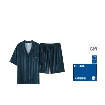 Qin Jing Pajama Set Men's Navy Blue