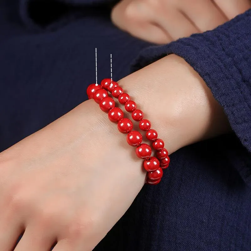 Baozhi Reconstructed Cinnabar Jade Bracelets Unisex-9