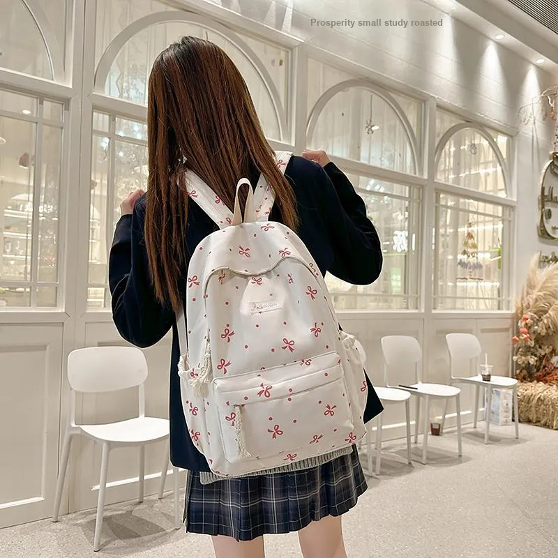BUBM Nylon Backpack Unisex Black/Purple/White Blue Floral/White Red Floral/White Black Floral-19
