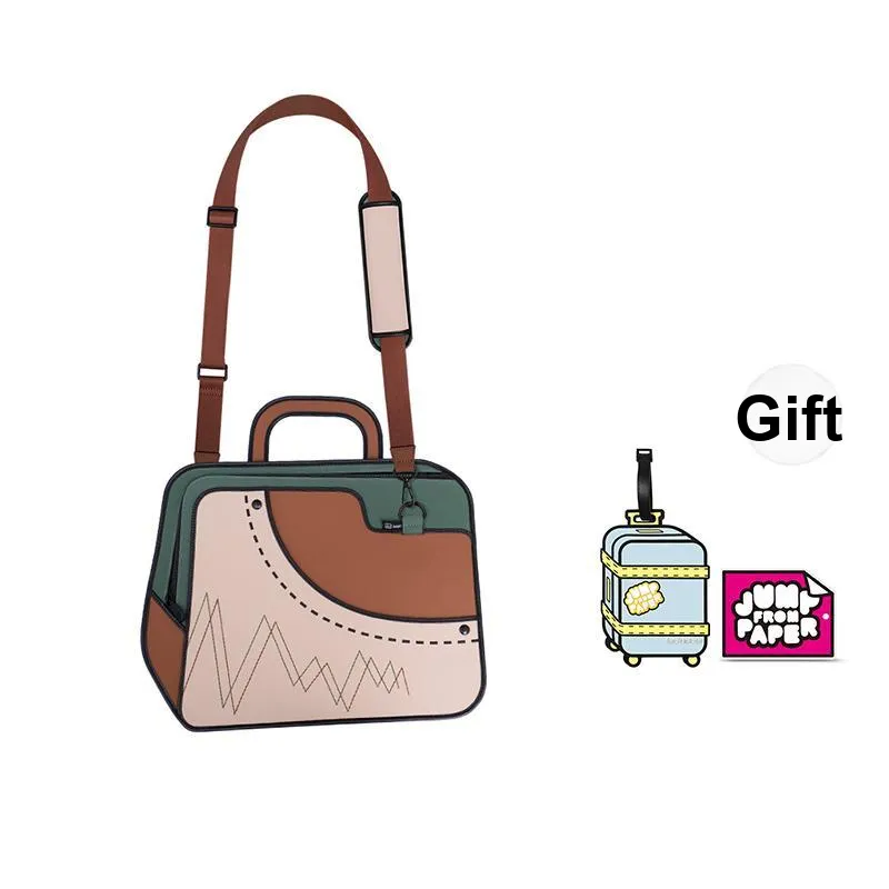 JumpFromPaper Synthetic Leather Nylon Portable Crossbody Bag Shoulder Bag Regular Women's Denim Pink/Matcha Green