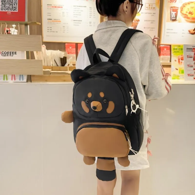 AIBAG Nylon Backpack Unisex Ecru/Black/Khaki-8