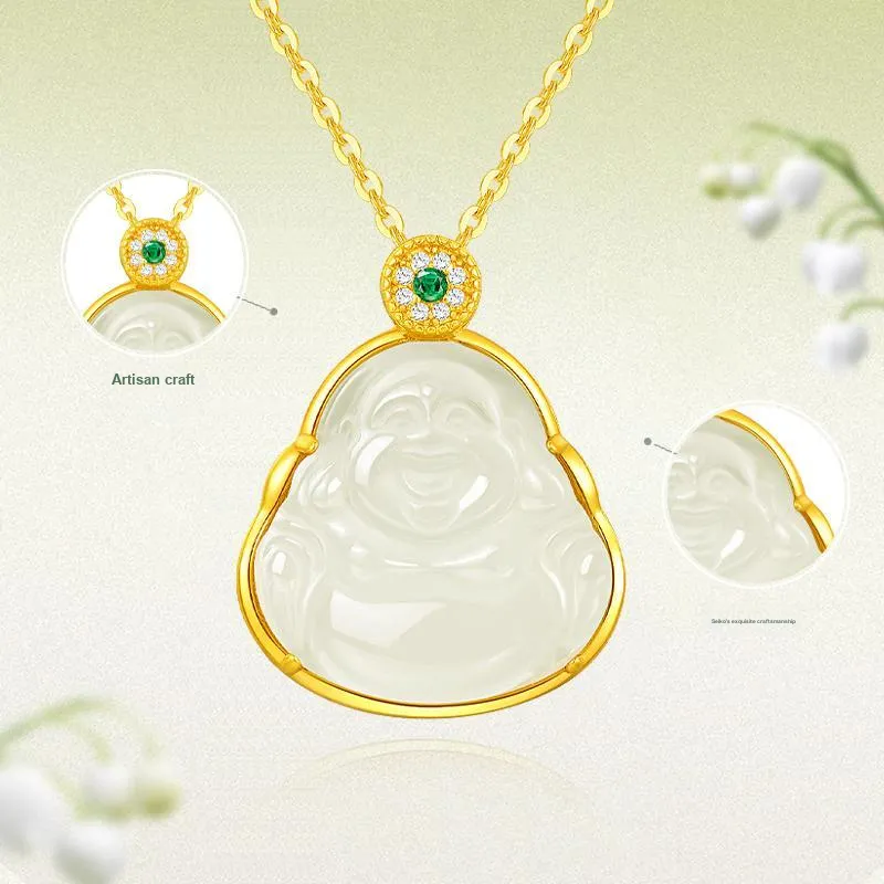 JINLIUFUJIXIANG Hetian Jade Necklaces White Jade/Pale Greenish White Jade Unisex-3