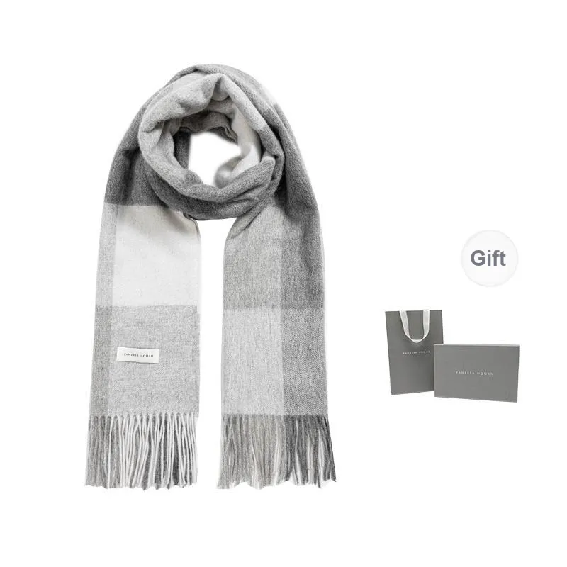 VANESSA HOGAN 100% Australian Wool Plaid Plush Yarn Shawl Cloak Unisex-0