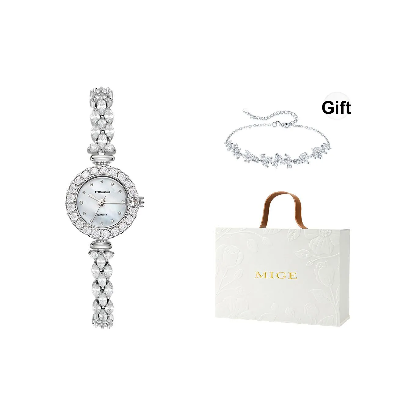 MIGE Mermaid Series Кварцевый механизм Часы Женские Жемчужная раковина Циферблат