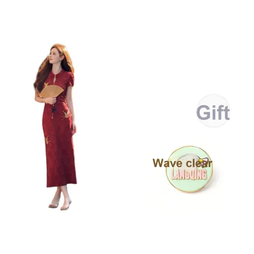 LANGQING Изображение Цвет Подарок Wave Прозрачный Бренд Наклеенный Женский Длинный Рукав Платье