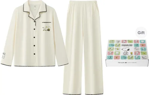 Gongdie x SNOOPY/ Pajama Set Women's White Gift Box Set