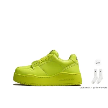 WANDER AROUND Wear Resistant Breathable Height Increasing Low Top Skateboard Shoes Women's Neon Green