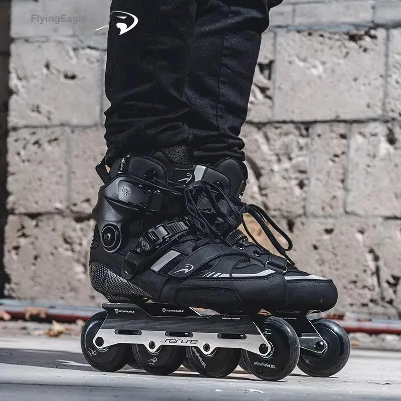 FLYING EAGLE Inline Skates Wild Street FSK City Street Racing, Trickster Drifting Unisex Silver Black-1