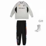 BKC Champion Gray Long-Sleeved+Blue Mesh Black Pants+White Signature Socks