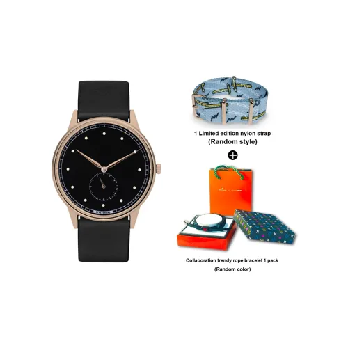 HYPERGRAND Наручные часы Кварцевый механизм Естественная кожа Ремешок Черный циферблат Унисекс CWSGRBBLK