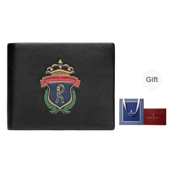 ROBERTA DI CAMERINO Top Grain Cow Leather Multifunction Card Slot Wallet Regular Men's Black