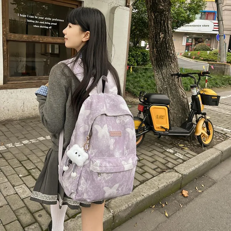 KAMLUI Corduroy Backpack Regular Unisex Gray/Red/Purple/Khaki/Blue-18