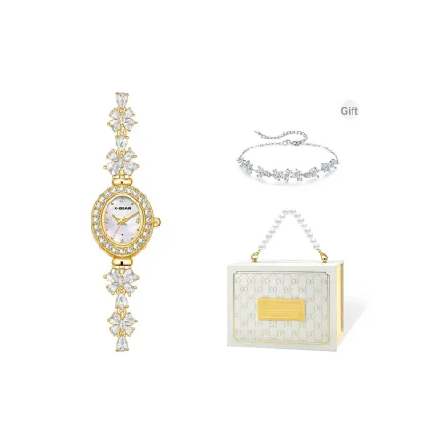 X Шестерня Кварцевый механизм Медный Нержавеющая сталь Ремешок Часы Женские Жемчужная раковина Циферблат