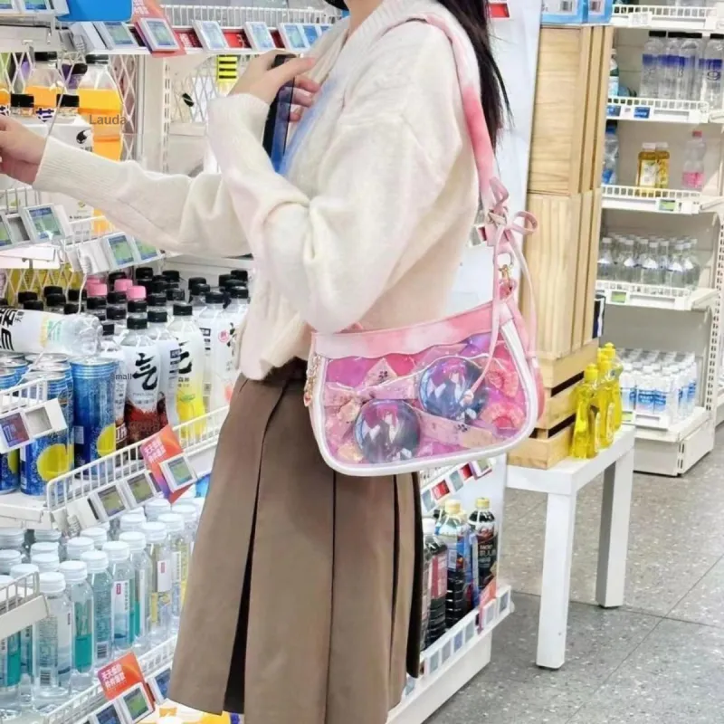 NOMK PU & PVC Shoulder Bag, Crossbody Bag Regular Women's Pink-4