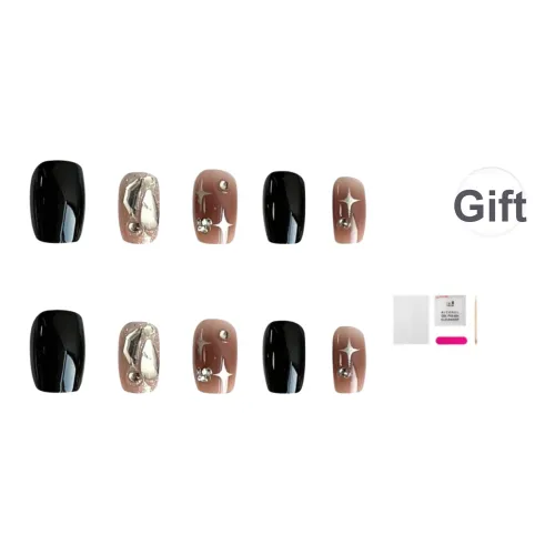 JIABITU Крутой черный Звездный False Nail Короткий LADDER Coquette Jump Цвет Flashing 14mm