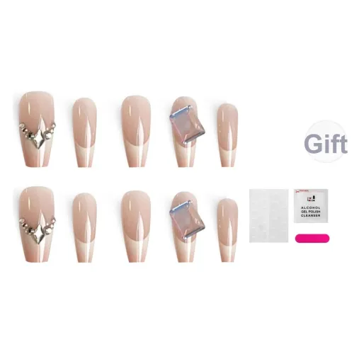 JIABITU Ногтевой патч французский персиковый сердцебиение False Nail трапеция средний LADDER телесный Jump цвет новый китайский стиль 16 мм