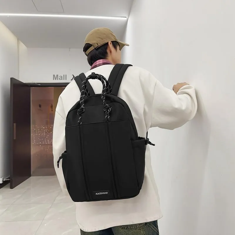 Travel Nylon Backpack Regular Unisex Black/Khaki/Yellow-3