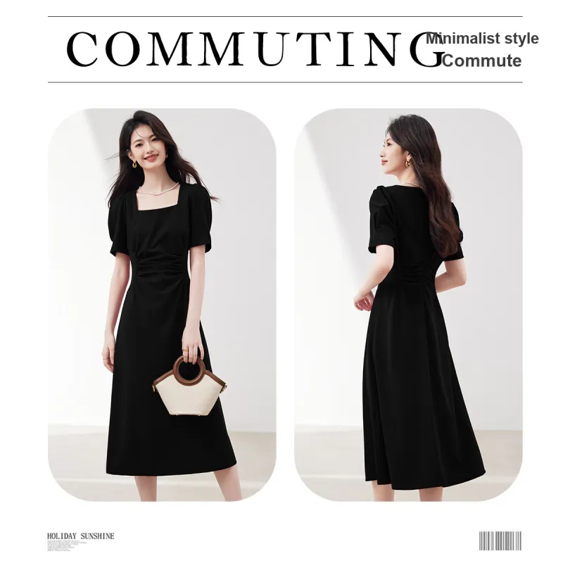 XINFEIYU Short Sleeved Dresses Women's Black-0