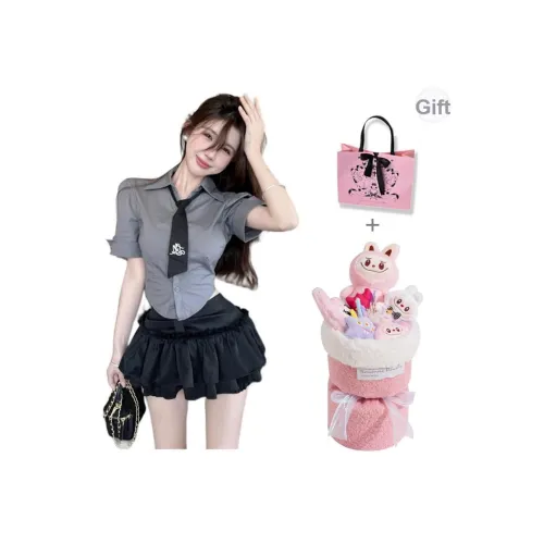 Spicy Gals Комплект с юбкой Женские Серый Черный