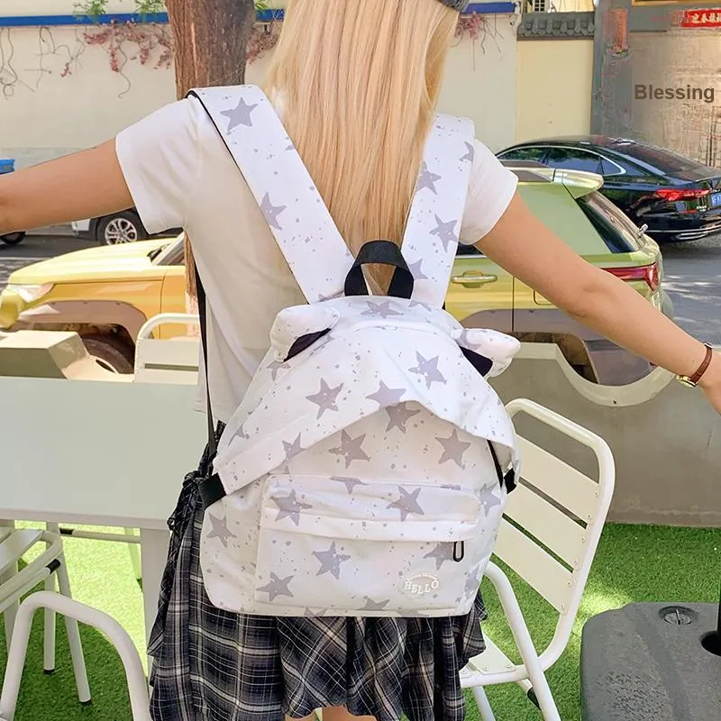 YUANTUZHE Corduroy Backpack Regular Women's White-4