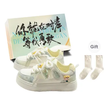 JimiXiong Low Top Skateboard Shoes Women's Beige Blue