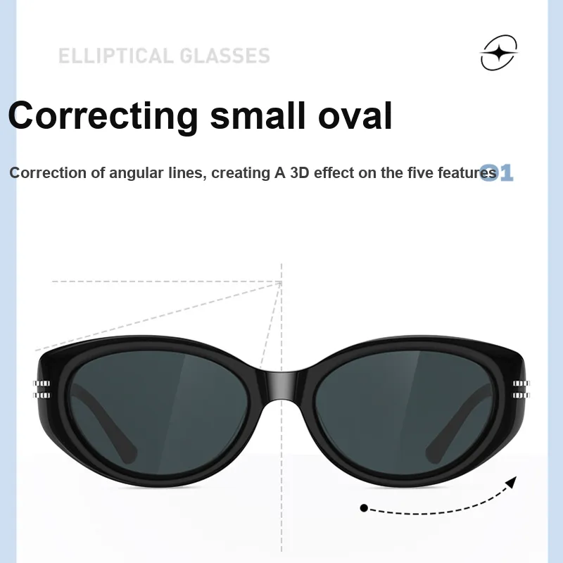 HELEN KELLER Plate Frame Oval Sunglasses Unisex-5