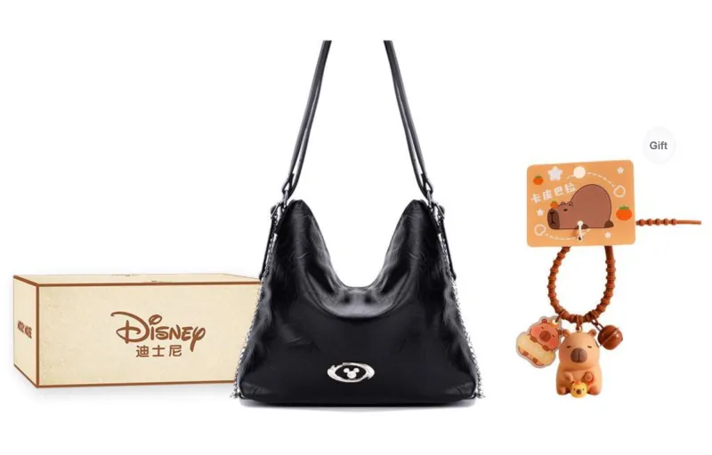Disney Mickey Series PU One Shoulder/Backpack Unisex Black/Apricot-13
