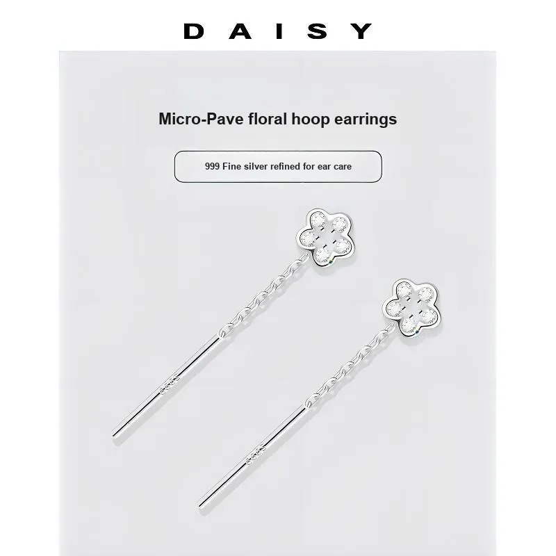 Daisy Dream 999 Fine Silver Earrings Women's-4