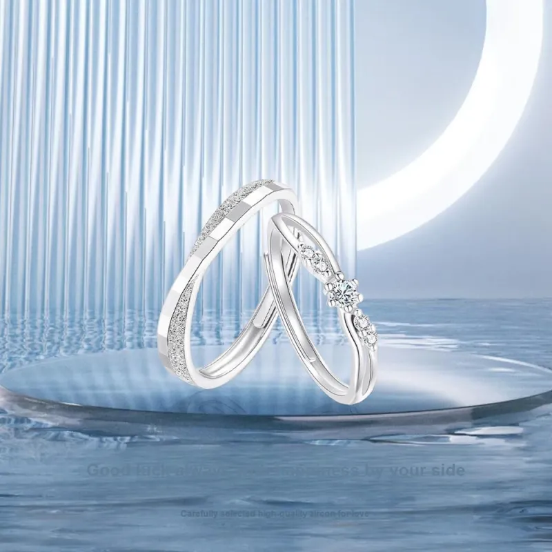 NUSQ Sterling Silver Zircon Rings Unisex-4