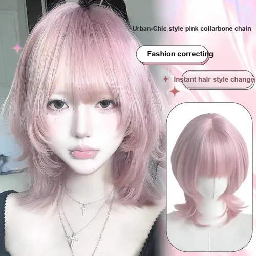 FYOSEE Волк Ласточкин хвост Pink Collection Перука для Женщин Высокая Температура Пряжа