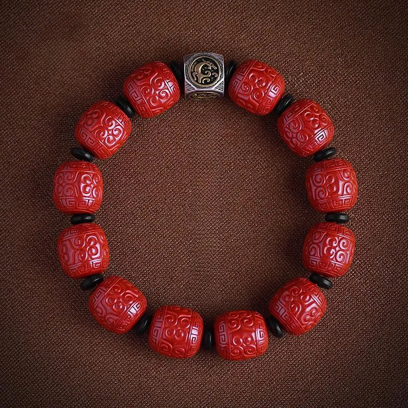 WUMZK Reconstructed Cinnabar Bracelets Unisex-1