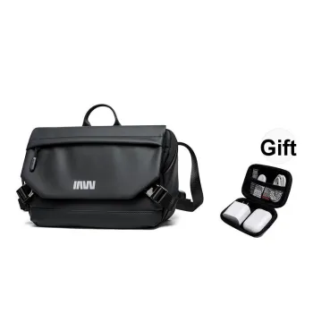 SEPTWOLVES Artificial Leather Sports University Student Travel Handbag Messenger Bag QPL Men's Black