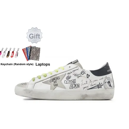 Golden Goose Супер Звезда Little Состаривание Обувь Стильные Скейтбординги Мужской Белый черный Состаривание