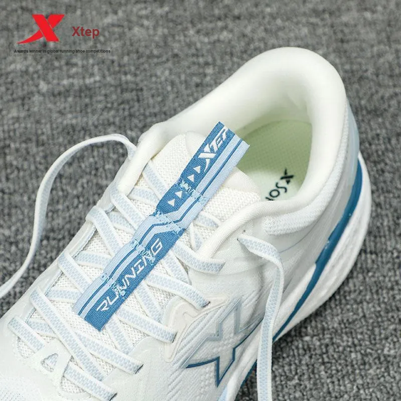 XTEP Cushioned Wear-Resistant Breathable Professional Running Shoes Men's Sail White/Evening Dusty Blue-8