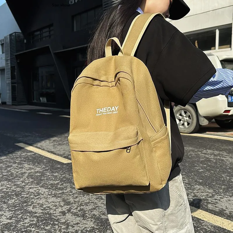 BRABOSTON Canvas Backpack Unisex Black/Pink/Khaki/Blue-7