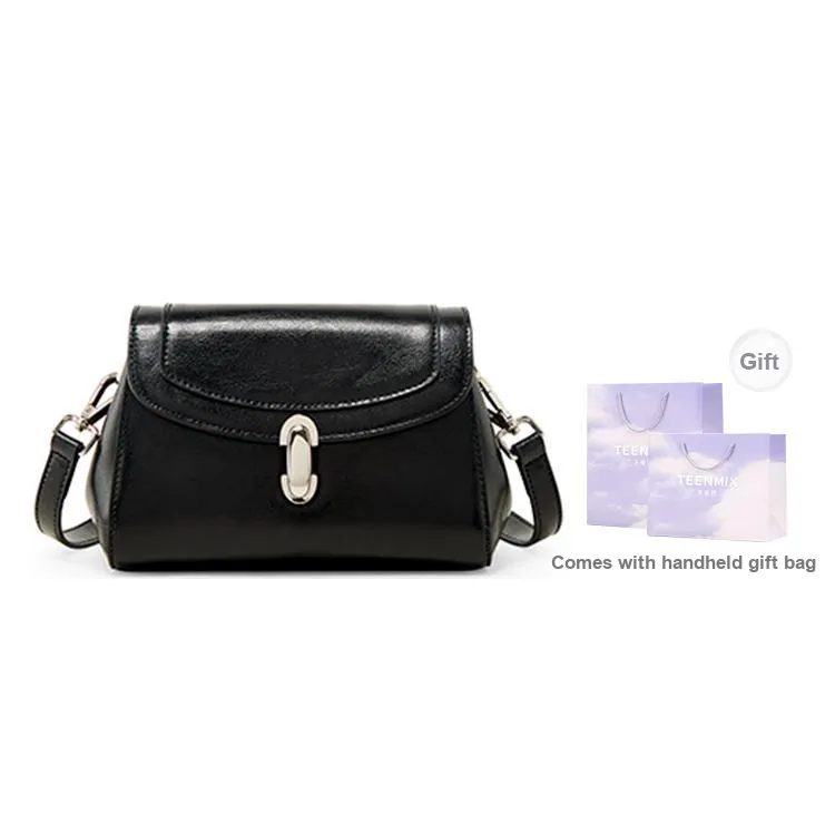 Teenmix Cow Leather With Synthetic Leather Underarm Shoulder Bag, Crossbody Bag Trumpets Women's Black/White/Khaki-0
