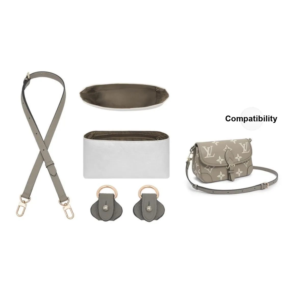 Lan Bao Fan Cow Leather Bag Accessories Women's Gray
