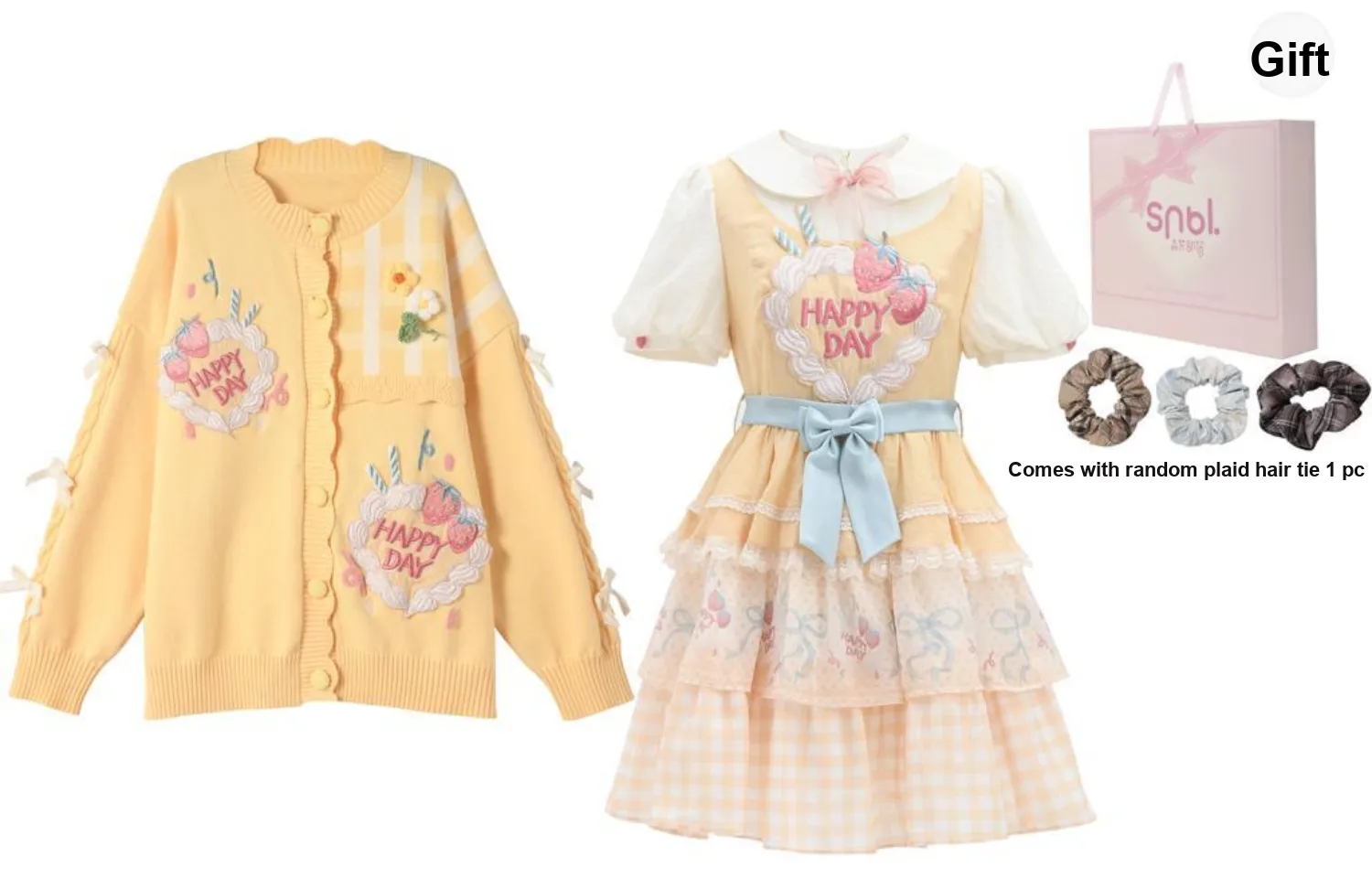 SNBL Skirt Set Strawberry Cheeses Women's Yellow