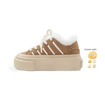 Lilbetter Baking Collection Lightweight Height Increasing Coverage Low Top Plush Platform Skateboard Shoes Women's