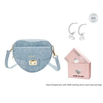 JANE KLAIN Denim Shoulder Bag, Crossbody Bag Regular Women's Gray/Light Blue/Sky Blue