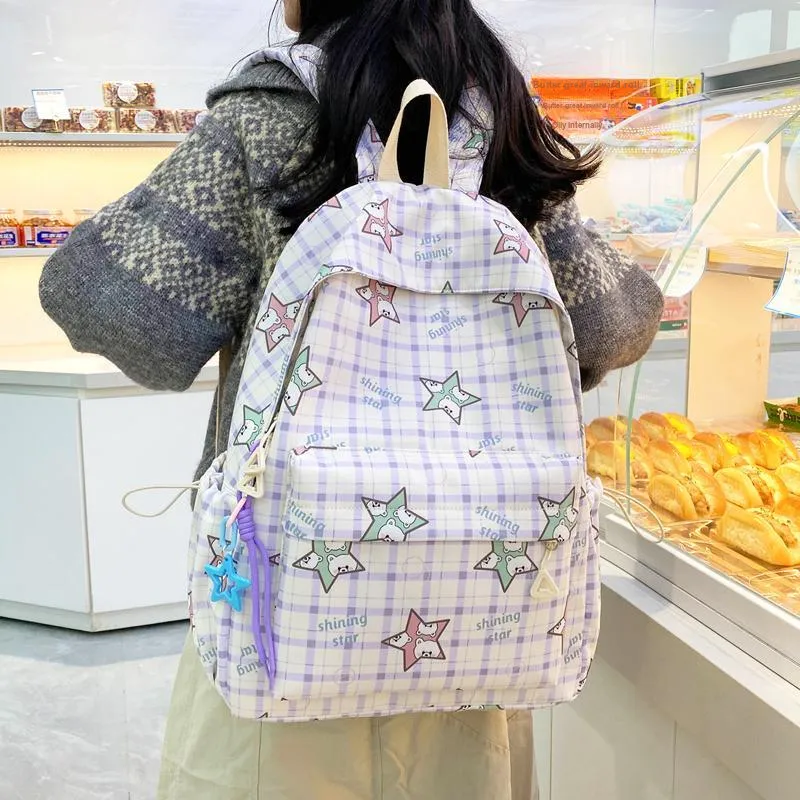 GOX Nylon Backpack Women's Pink/Purple/Green/Sky Blue/Black-1