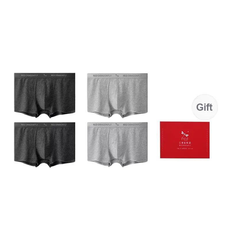 RED DRAGONFLY Cotton Panties Men's 4 Pack Gift Box Set-16