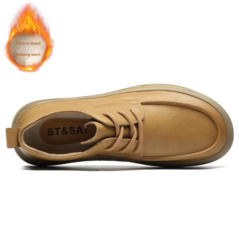 ST&SAT Fleece-Lined Casual Shoes Men's Khaki/Yellow Brown-2