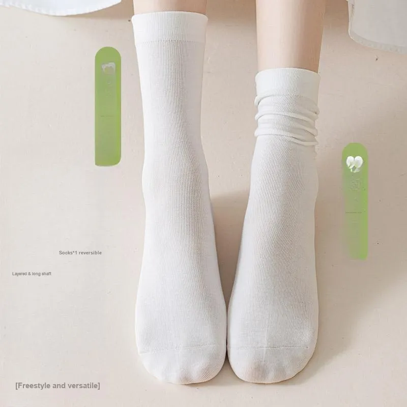 MADALLO Mid Calf Socks Women's 5 Pack White-15