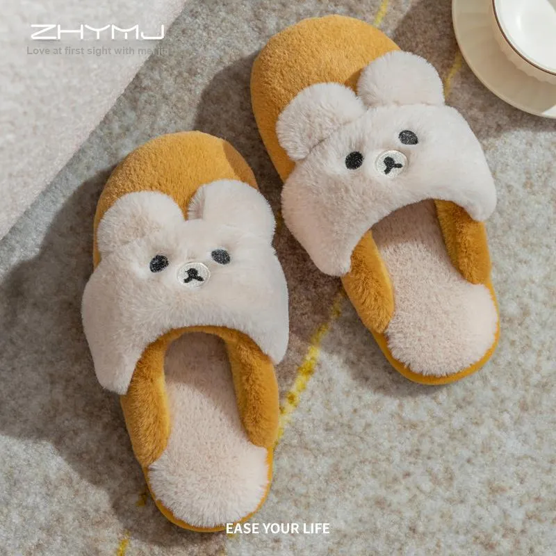 Ming Sheng Plush Home Korean Style Closed Toe Postpartum Indoor Slippers-7